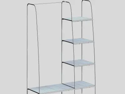 Clothing Rack with Storage Shelves 3D model