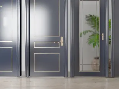 door Sliding double glass combination 3D model