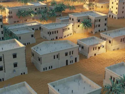 Abandoned city in the desert 3D model