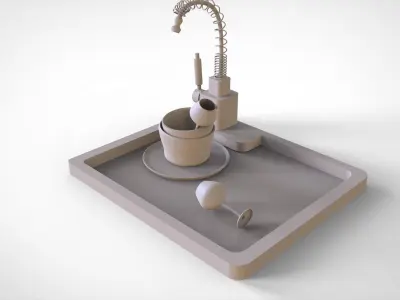 faucet kitchen sink 3D model