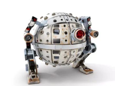 Futuristic Spherical Robot model pack Low-poly 3D model