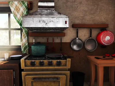 3D Cartoon kitchen environment 3D model