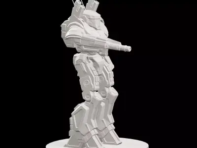 Mecha Robot Science Fiction On Base 3D print model