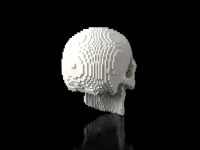 Skull Minecraft Voxel Low-poly 3D model