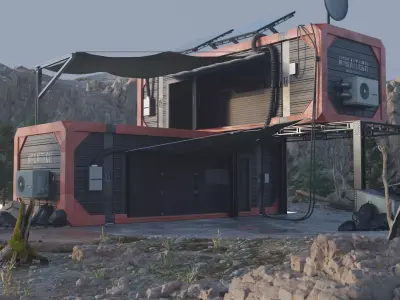 Cyberpunk Exterior Nomad Container Building 3D model