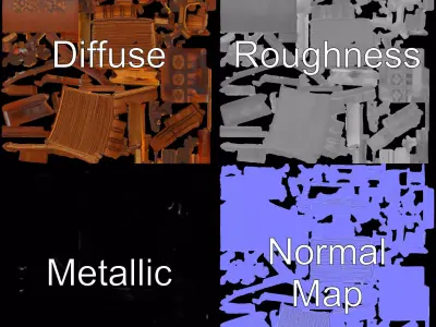 Elegant Wooden Gazebo model pack Low-poly 3D model