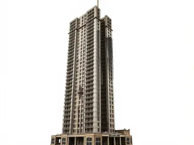 Gutted Hotel Skyscraper Ruins model pack Low-poly 3D model