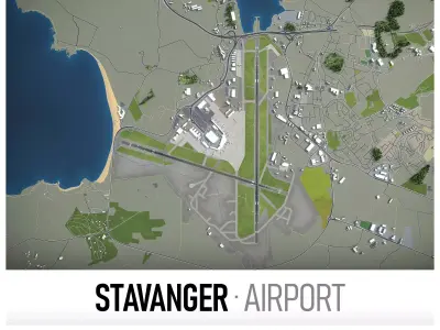 Stavanger Airport Low-poly 3D model