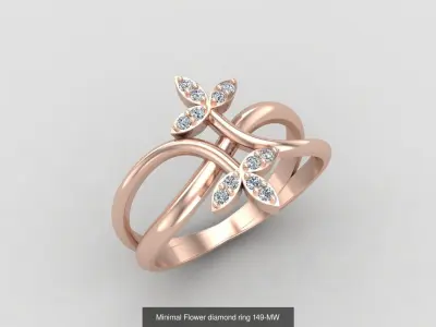 Minimal light weight diamond rings 3D Model Pack