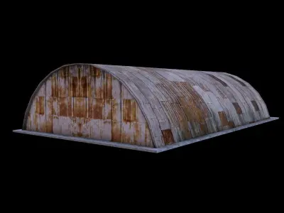 Hangar old rusty barn Low-poly 3D model