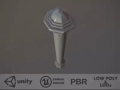 Barrier Bollard pack 3 Gray v2 Low-poly 3D model