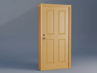 Wooden Door Low-poly 3D model order