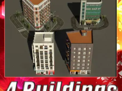 Building Collection 21-24 Low-poly 3D model