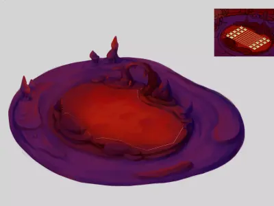 Low Mode - Underground Magma Battle Scene 02 3D model