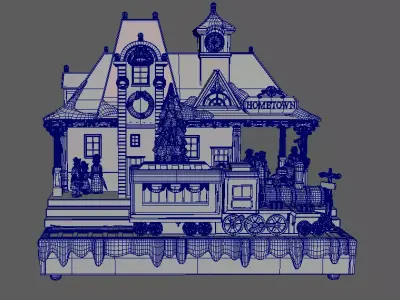 Train Station Low-poly 3D model