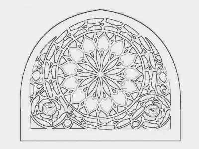 Yemeni Qamaria stained glasses windows 3D model