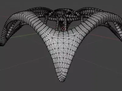 Futuristic Parametric Pavilion Organic Urban Shelter Low-poly 3D model