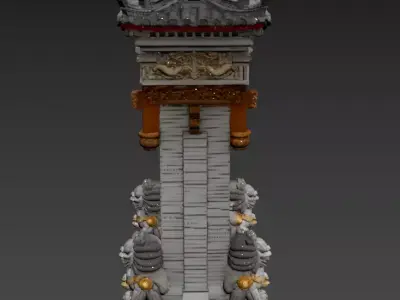 124- Chinese style scene - Classical architectural lintel 3D model