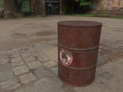 Rusty Barrel Fuel Style Low-poly 3D model