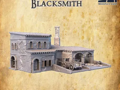 Colonial Blacksmith Tabletop Terrain 28 MM 3D print model