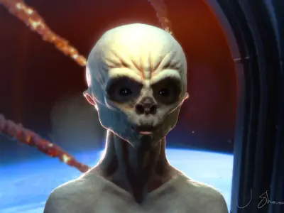 Grey Alien Bust 3D Model 3D model