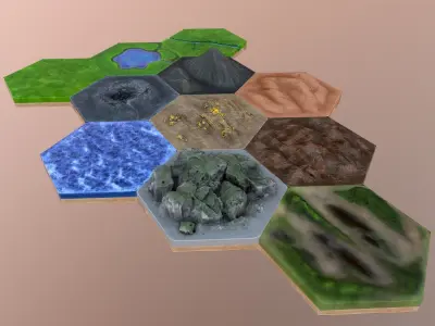 Hexlands Tileset 1 Low-poly 3D model
