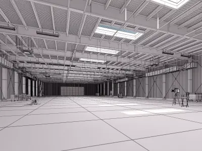Hangar Interior V3 Low-poly 3D model