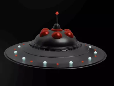 Sci Fi UFO Spaceship 3D Model Game Ready  Alien Animated Lights Low-poly 3D model