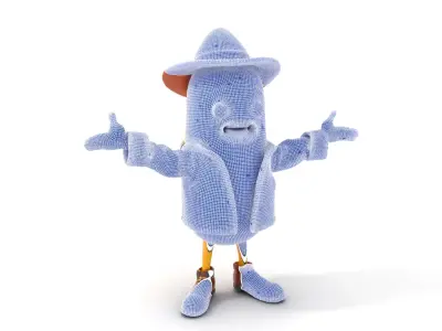 Cheerful Banana Character Model Rigged and Animated Low-poly 3D model