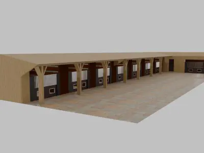 Horse Stable Low-poly 3D model