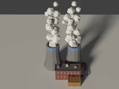 Low Poly Cartoon Factory 2 Low-poly 3D model