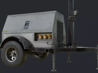 PBR Mobile Light Tower Generator - Portable Generator Low-poly 3D model