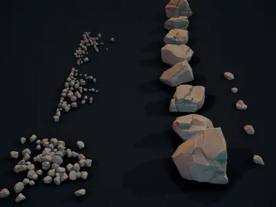 Stylized Gray Stone Small PBR  Low-poly 3D model