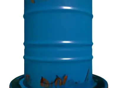 Weathered Industrial Barrel with Stand Low-poly 3D model