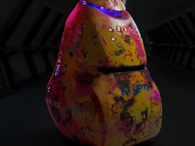 NYPD K5 Robot Cop Vandalized - clean texture included Low-poly 3D model