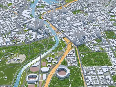 Melbourne Downtown Australia Low-poly 3D model