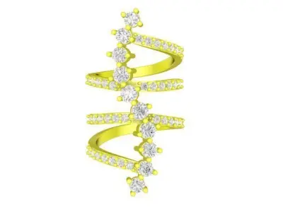 Modern Zigzag Diamond Multi Band Ring 3D Model 4807 3D print model