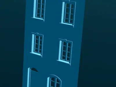 Charming Tall Narrow Village House with Window Shutters 3D print model