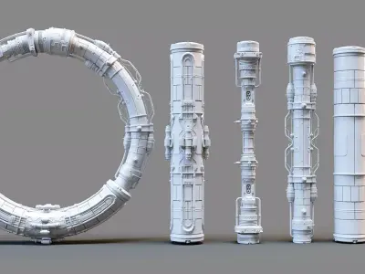 Sci-fi Pipe Low-poly 3D model