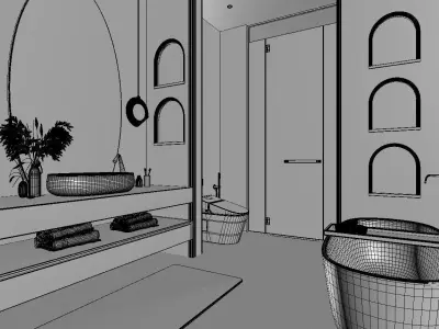 Modern main bathroom WC shower room 3D model