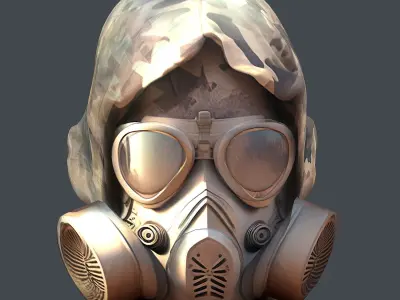 Gas mask helmet 3d model military combat Low-poly 3D model