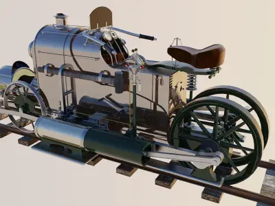 Rail Motorcycle Steampunk 3D model
