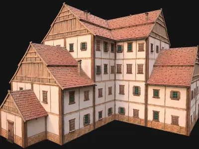 Medieval High Rise House 4 Floors  Low-poly 3D model
