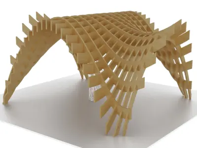 Wavy Pergola Waffle Structure 3D model
