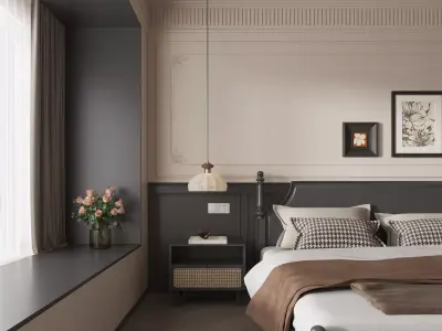 French Style Bedroom Low-poly 3D model