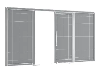 Office Tempered Glass Door with Aluminium Frame 3D model