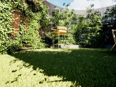 Round Gazebo with climber ivy fence 3D model