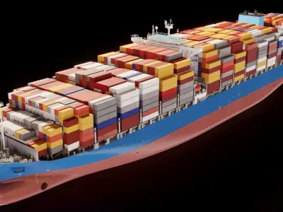 Large Container Ship High-Detail 3D model