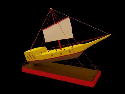 ship statue with sail Low-poly 3D model