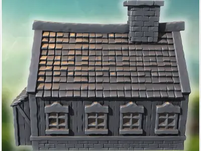 Small wooden cottage with stone foundation detailed shingled roo 3D print model